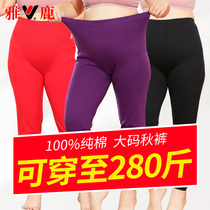 Yalu cotton trousers womens large size cotton high waist loose middle-aged and elderly warm pants plus fat pants grandma