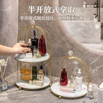 Iron Art Bird Cage Opening Red Perfume Skin-care Products Finishing Racks shelves Dresden Dressers desktop Cosmetic Storage Box