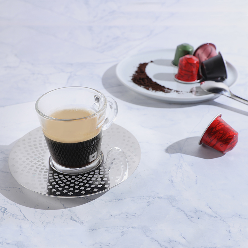 nespresso view series concentrated and large cup coffee cup and saucer set household simple tempered glass transparent