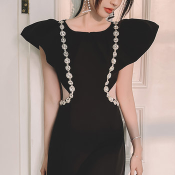 Small black dress women can usually wear light luxury niche high-end celebrities party dress skirt short dress