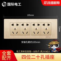 Type 118 Switch Socket Panel (4-bit 20-bit) Champagne Gold 4-bit 12-bit 12-bit 20-bore Socket