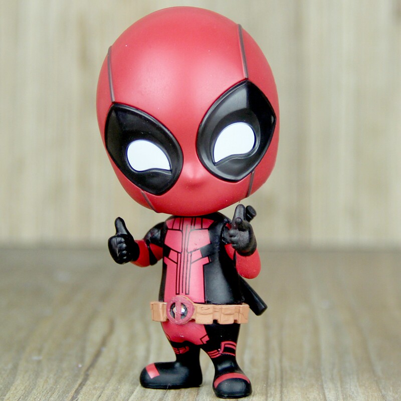 q版英雄双刀战斗死侍手办模型 小贱贱车载摇头摆件装饰品公仔玩具