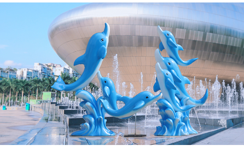 大型仿真海豚玻璃钢雕塑幼儿园房地产海洋公园喷泉水池装饰品摆件