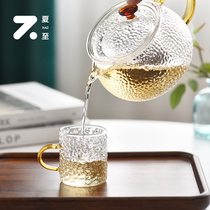 Glass teapot filter bubble teapot thickened hammer pot heat-resistant and high temperature resistant household flower teapot black tea tea set set