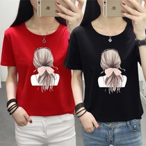 Super fire cec short-sleeved t-shirt womens 2021 summer new Korean version very fairy top clothes large size womens clothing fat mm fashion trend