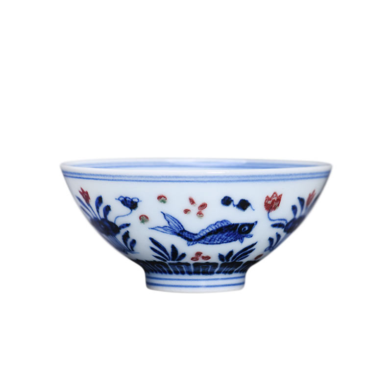 Jingdezhen blue and white porcelain kongfu master cup of pure manual youligong high - end tea cup single sample tea cup