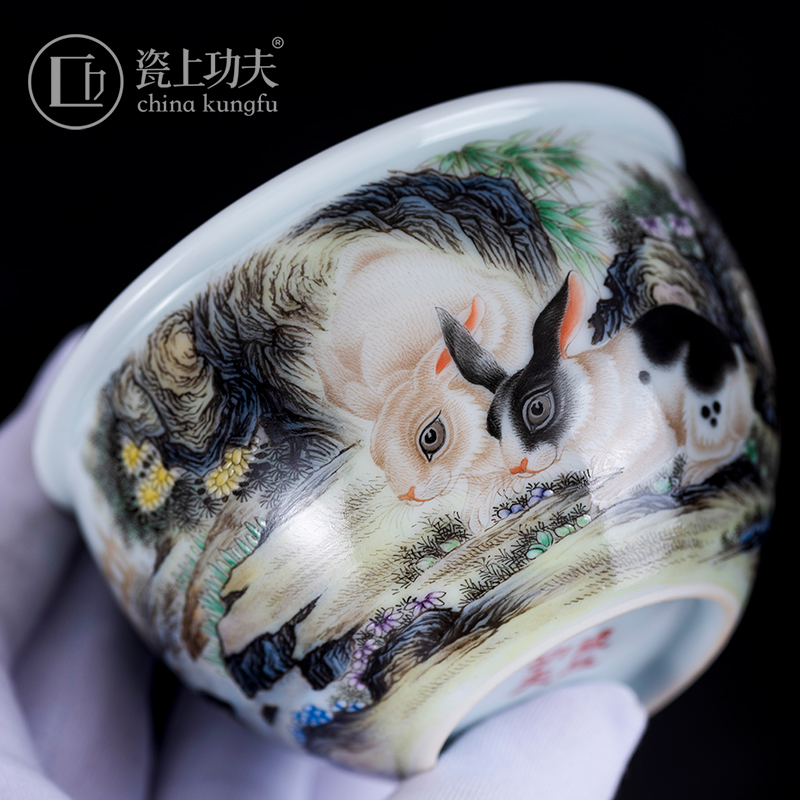 Jingdezhen hand - made colored enamel porcelain moon ChengXiang cylinder cup on kung fu masters cup ceramic tea cups