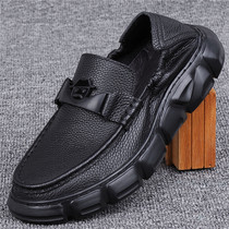 Foreign Trade Mens Shoes Head Layer Bull Leather Thick Bottom Set Foot Inlen Casual Leather Shoes Man Gvet A Foot foot Lazy Leather Shoes