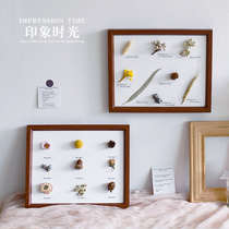 Photo-frame dry flower bouquet specimen pendulum table Decorative Pendulum hanging wall Hole Free Creative Diy Hand Retro Background Wall