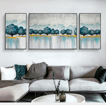 Hand-painted oil painting living room sofa background wall triple decorative painting light luxury style fortune tree cornucopia hanging painting