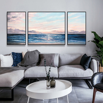 Hayao Miyazakis sky pure hand-painted oil painting living room decoration painting triple combination mural sofa background wall hanging painting