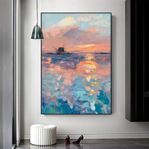 Seaview Sunrise flourishes on the entrance to the home entrance oil painting vertical version of Nordic decorative paintings large murals living room hanging paintings