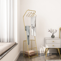 Nordic home clothes hangers net red floor light lavish Easy clothes hat Bedroom Bedside Clothes Containing Rack Dirty Laundry Basket