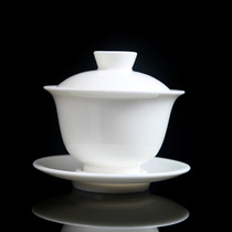 DeHua white porcelain handmade ceramic cover bowl tea cup large tea tea three talent bowl Kung Fu Tea Bowl set household single