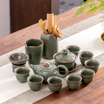 Gothic Kiln Tea Set Ceramic Retro Secret Color Open Sheet Ice Cracking Glaze Home Set Simple Ru Kiln Japanese Tea Cup