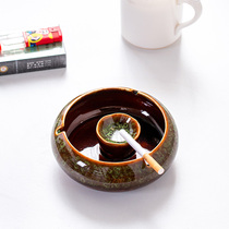 Ashtray ceramic creative personality fashion windproof large bedroom living room crystal glass ashtray European trend