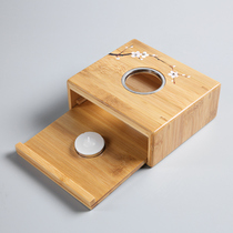 Warm tea candle bamboo warm tea stove Japanese style with candle holder flower tea heater glass heating insulation base