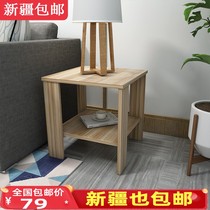 Xinjiang tea table storage bed head cabinet containing small side table double layer square a few light walnuts small square table