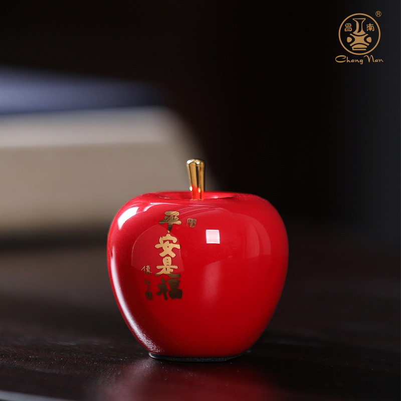 Prosperous south ceramics life, small apples ceramic necklace peace is a blessing, car tea with jingdezhen ceramic furnishing articles