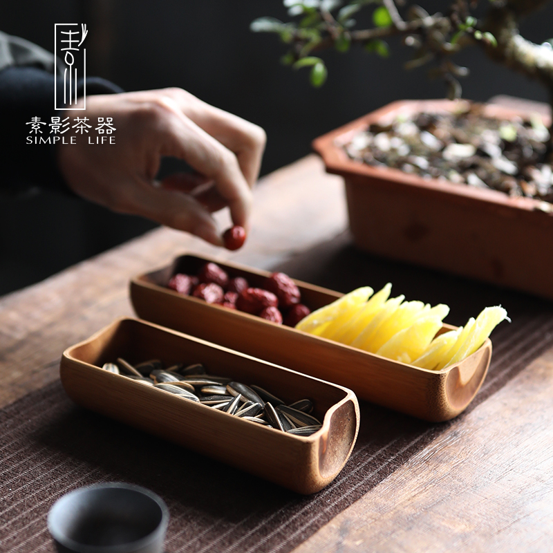 Plain film creative bamboo dried fruit snack plate of bamboo tea snacks receive a box of tea dessert plate