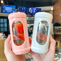 Creative personality small high-end literary glass simple high temperature insulation Cup student couple trend Cup