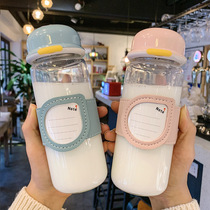 Portable handle cute glass filter tea cup high-value heat insulation Net red transparent water Cup home fresh