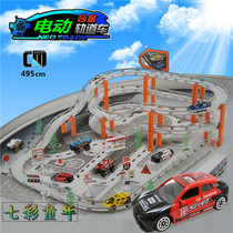 Racing track car Puzzle assembly childrens gift toy engineering car Fire truck Airport Chenglomei alloy car