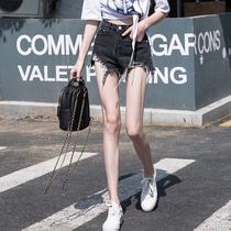 Denim shorts women Summer 2020 new Korean version of loose students Joker hole high waist loose thin feet hot pants