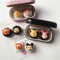 Cute cartoon animation small animal myopia contact lens case ins personality portable practical color contact lens box companion