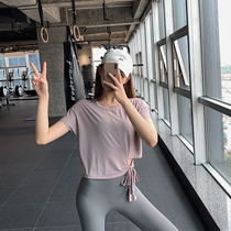 Sports Body T-shirt Woman Summer Thin style Short sleeves Round Collar Loose Speed Dry Breathable Hood Fitness Yoga Jacket