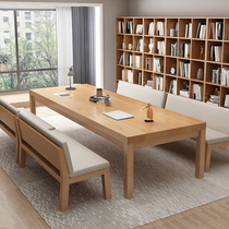 Nordic Solid Wood Meeting Table Long Table Modern Minima Living Room Leisure Area Desk Bench Negotiating Table And Chairs Combination