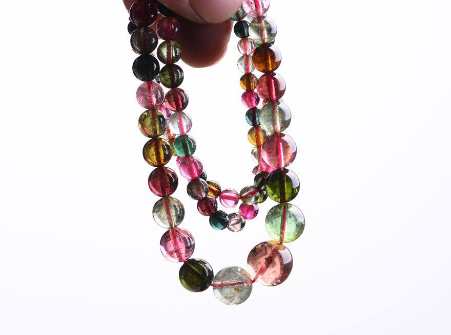 重46.72克 珍藏巴西老矿碧玺项链 晶体通透