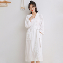 Nightgown female thin spring autumn large size waffle womens bathrobe long absorbent quick-drying bathrobe home clothing pajamas