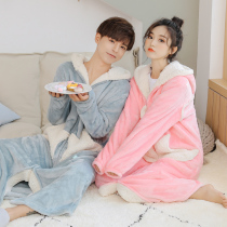 Nightdress womens autumn and winter long coral velvet robe pregnant women loose pajamas flannel bathrobe winter plus velvet thickened Spring