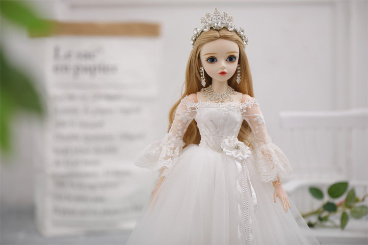 齐地大拖尾新娘婚纱3分换装bjdsd公主娃娃送女孩儿童生日礼物玩具