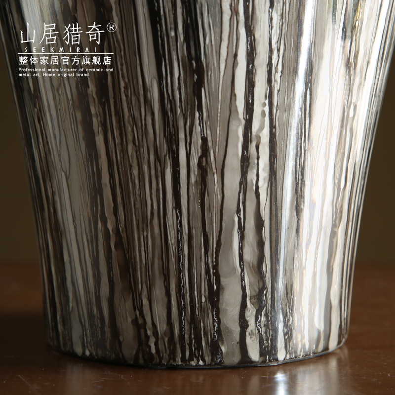 New Chinese style household act the role ofing is tasted grey wood grain ceramic vase furnishing articles large pot flowers, flower arranging furnishing articles sitting room
