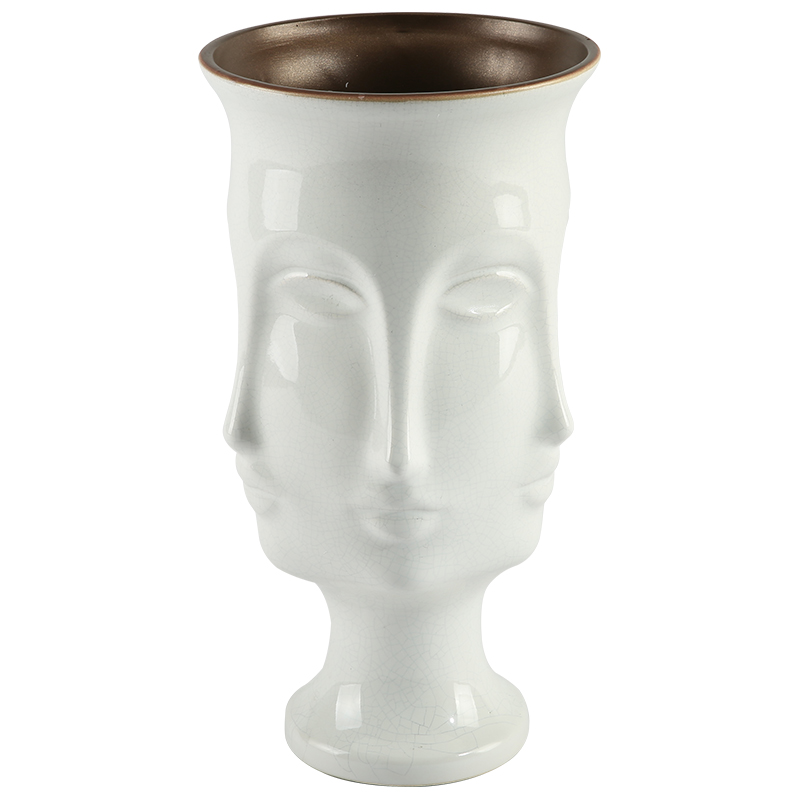 Nordic household creative face vase crack white ceramic vase furnishing articles example room table decoration