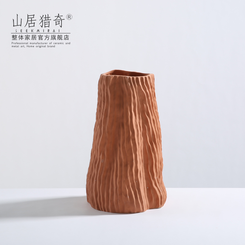 Ground vase furnishing articles sitting room large ceramic flower arranging dried flowers, Nordic household act the role ofing is tasted morandi orange flower vase