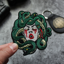 Snake hair Banshee Medusa full embroidery badge back Hook face Velcro badge DIY patch to send can sew woolen surface