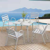 Simple outdoor leisure tables and chairs combined tea pieces cottage courtyard open-air garden balcony light luxury white dining table