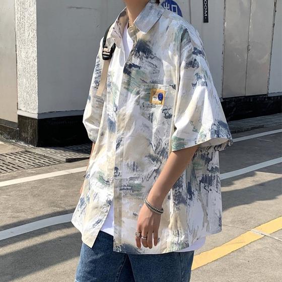 Chinese style tie-dye pure cotton short-sleeved shirt men's summer trendy brand ink painting half-sleeved shirt handsome casual thin jacket
Chinese style tie-dye pure cotton short-sleeved shirt men's summer trendy brand ink painting half-sleeved shirt handsome casual thin jacket