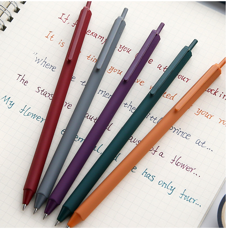 学生用莫兰迪色系中性笔彩色芯做手账笔记日系手帐专用笔多色复古