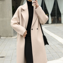 Temperament double-sided woolen coat 2021 autumn and winter long casual versatile light luxury suit collar trench coat women