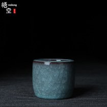 Zhou Xiaojun Longquan Celadon cup Ge Kiln ice crack Teacup Master cup Single household ceramic open piece finger cup