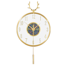 2024 new living room home deer head creative decoration hanging bell light extravagant net red timepiece minimalist modern clock hanging wall