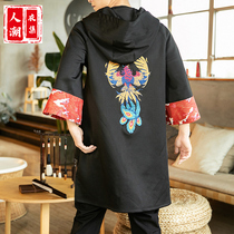 Chinese style mens vintage windbreaker jacket fairy air national style costume Tide brand embroidery Youth big size Tang dress