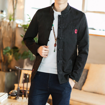 Tang Dress Mens Spring Autumn China Wind Mens Clothes Jacket Retro Wind Tide Card Ancient Clothes Buddhist Zen Suit Youth Zhongshan Dress Jacket