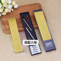 Net red high quality birthday candle plating slender happy birthday Golden long pole pencil cake candle 8 sets