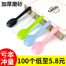 Plastic disposable spoon individually packed cake spoon Fork dessert West spoon fruit scoop ice cream spoon