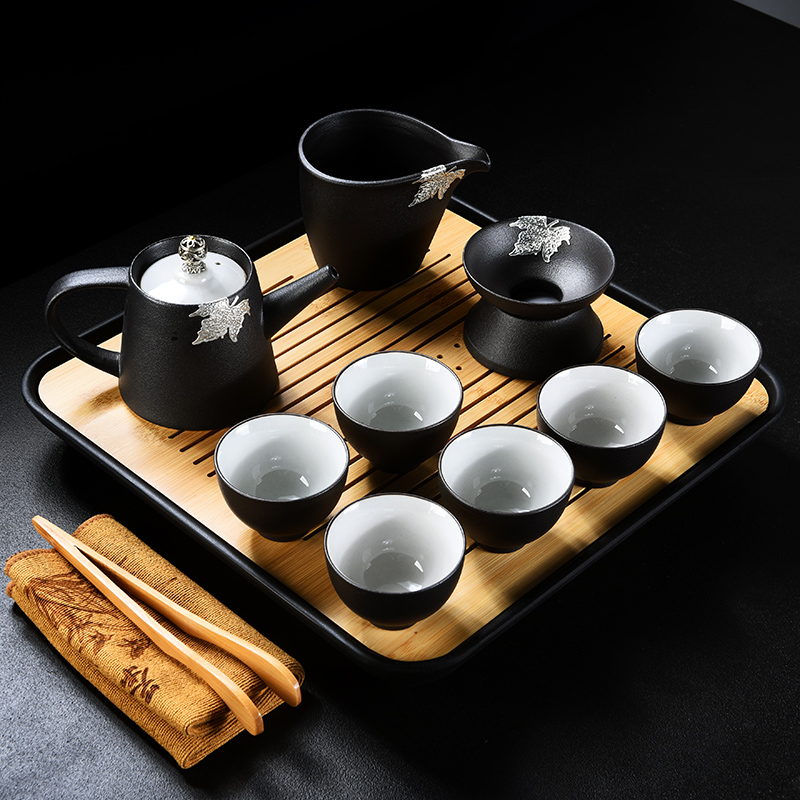 Old &, ceramic household kung fu tea set contracted tea tray was Japanese tureen coarse pottery cups of black tea POTS